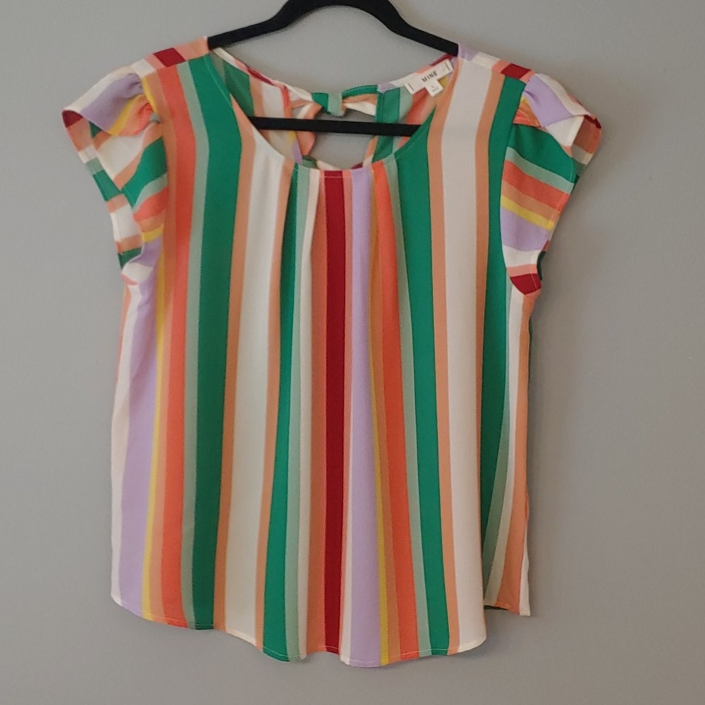 MINE Size L Multi Color Striped Blouse